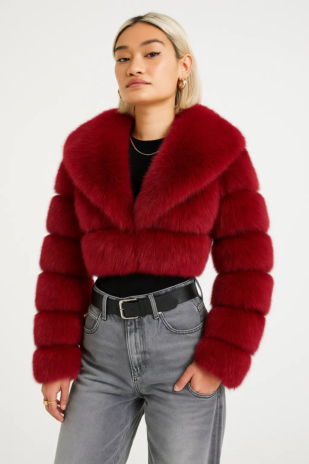 Cropped Faux Fur Coat
