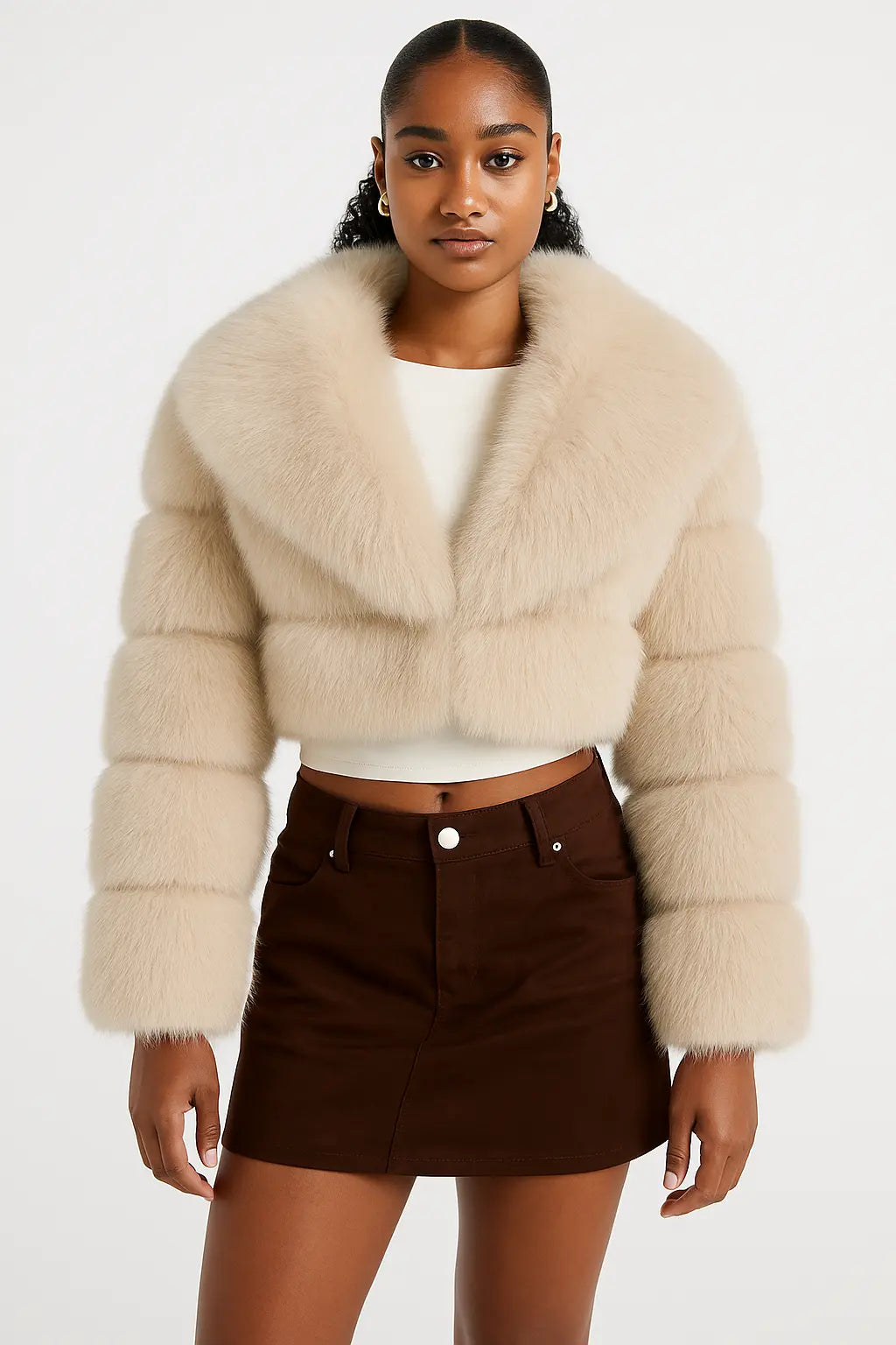 Cropped Faux Fur Coat