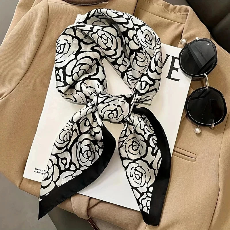 Monochrome Rose Garden Scarf