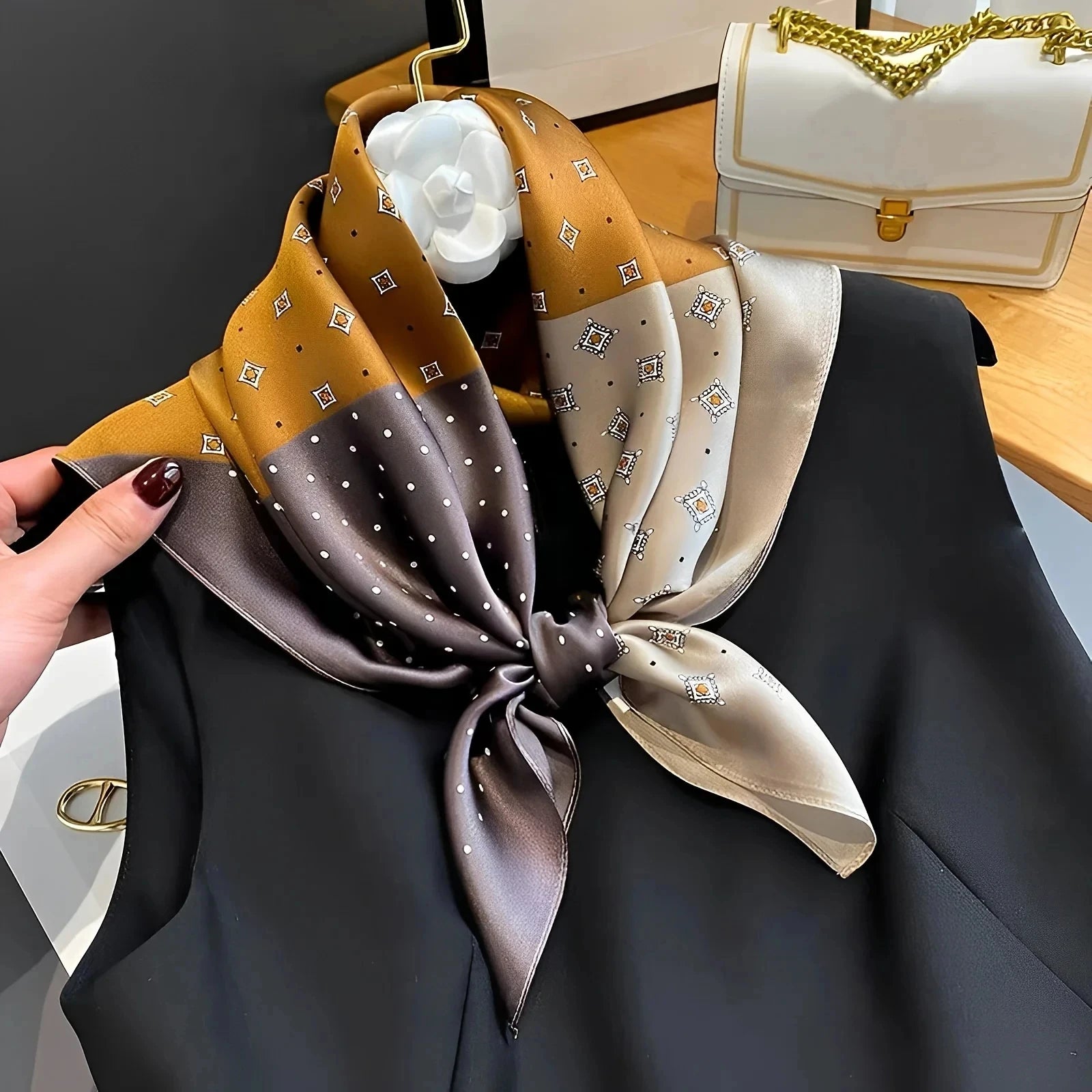 Geometric Chic Satin Scarf