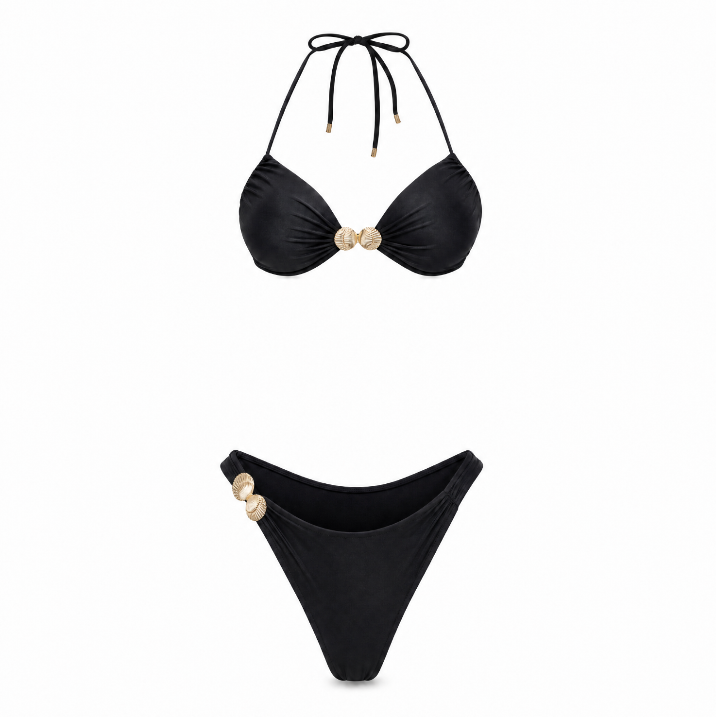 Shell-Embellished Halter Bikini