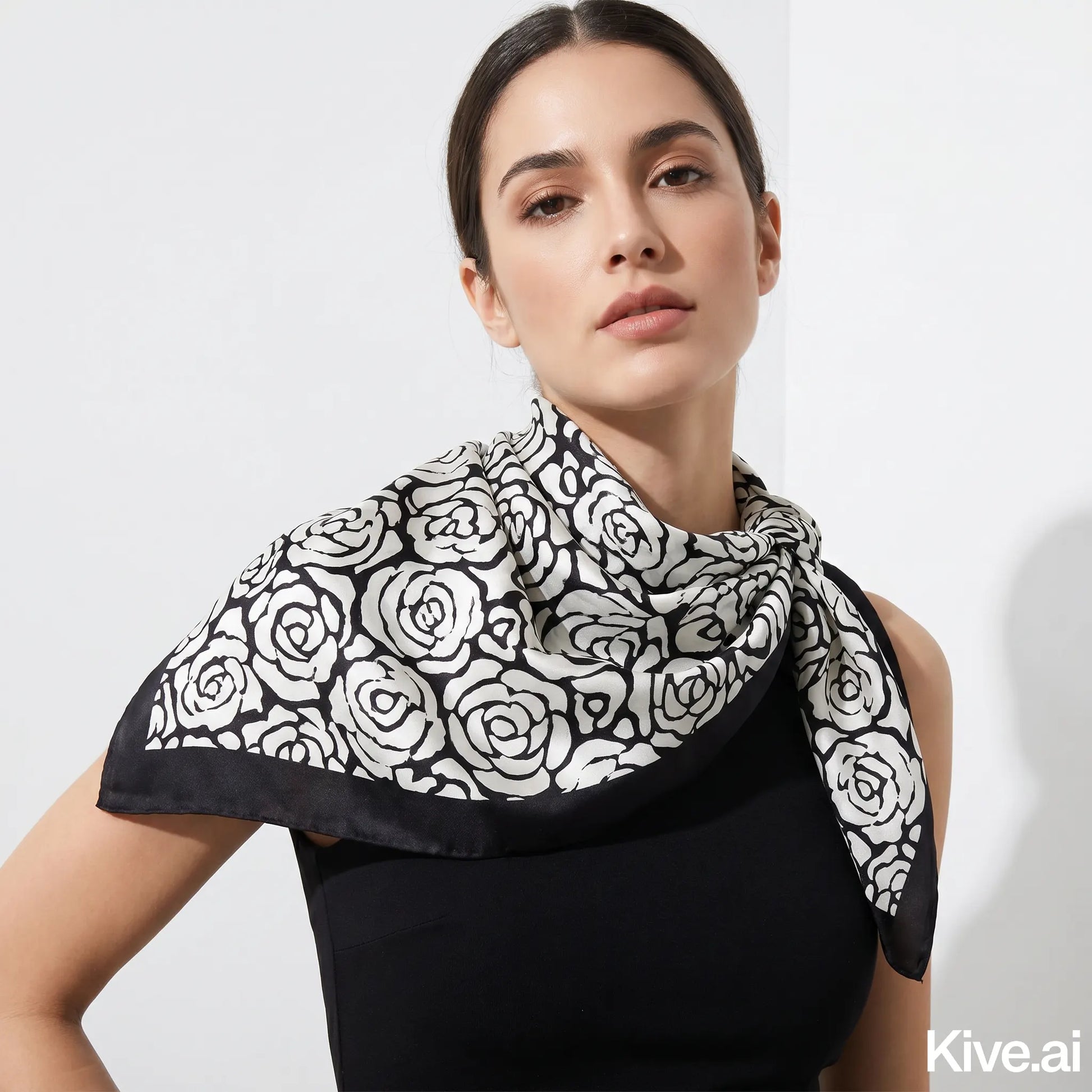 Monochrome Rose Garden Scarf